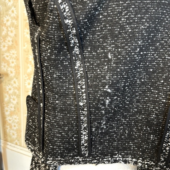 On Trend IRO Cof Black and White Open Front Tweed Jacket- Size 38 - Picture 7 of 11